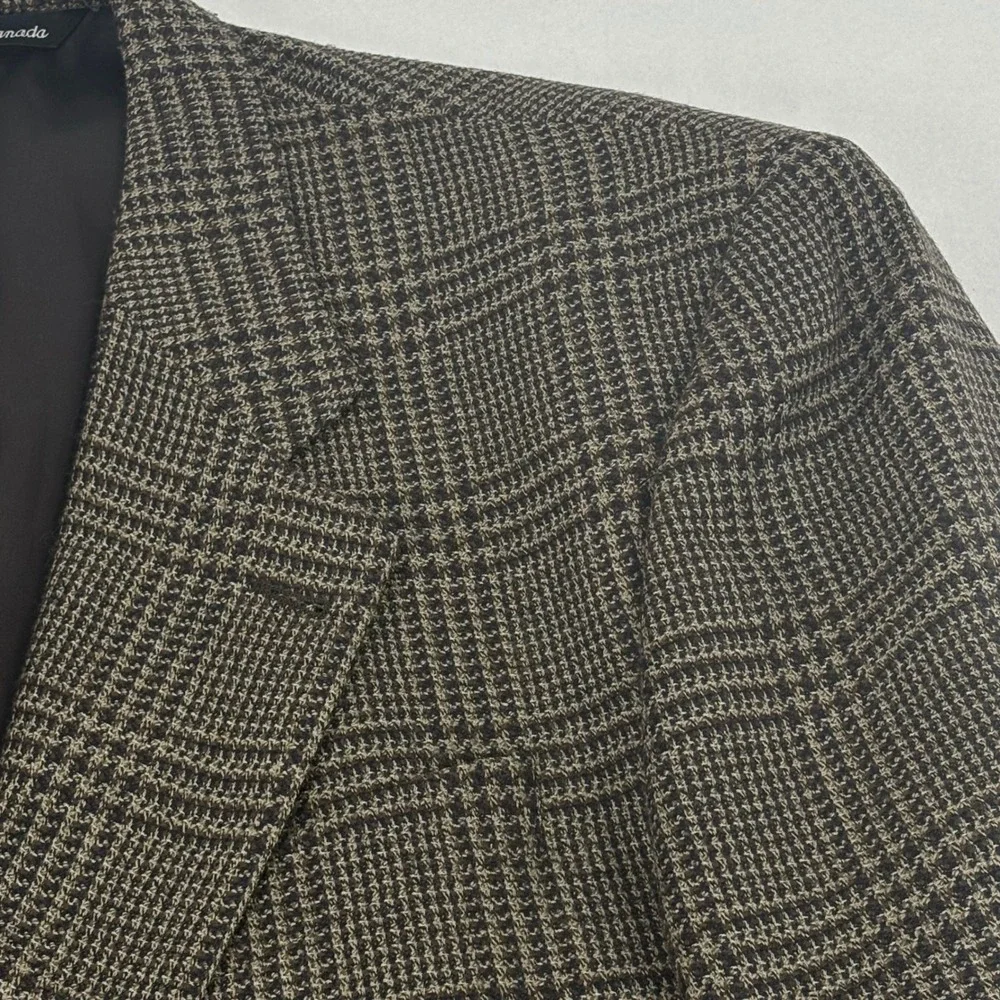 Jack Victor Glen Plaid Blazer Mens XL Brown Black Wool 2B/3B Sport Coat No Vents